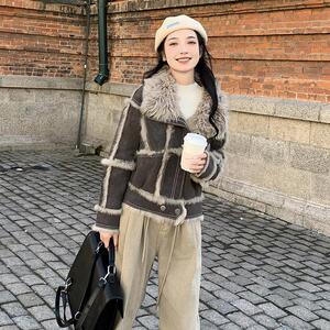 加厚冬季羊羔毛领2024年新款棉服