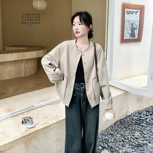 撞色包边设计减龄休闲短外套女2025年秋季新款潮流时髦范百搭夹克