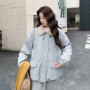 蓝色独特设计加厚保暖翻领羽绒服女2025冬季新款超火的白鸭绒外套