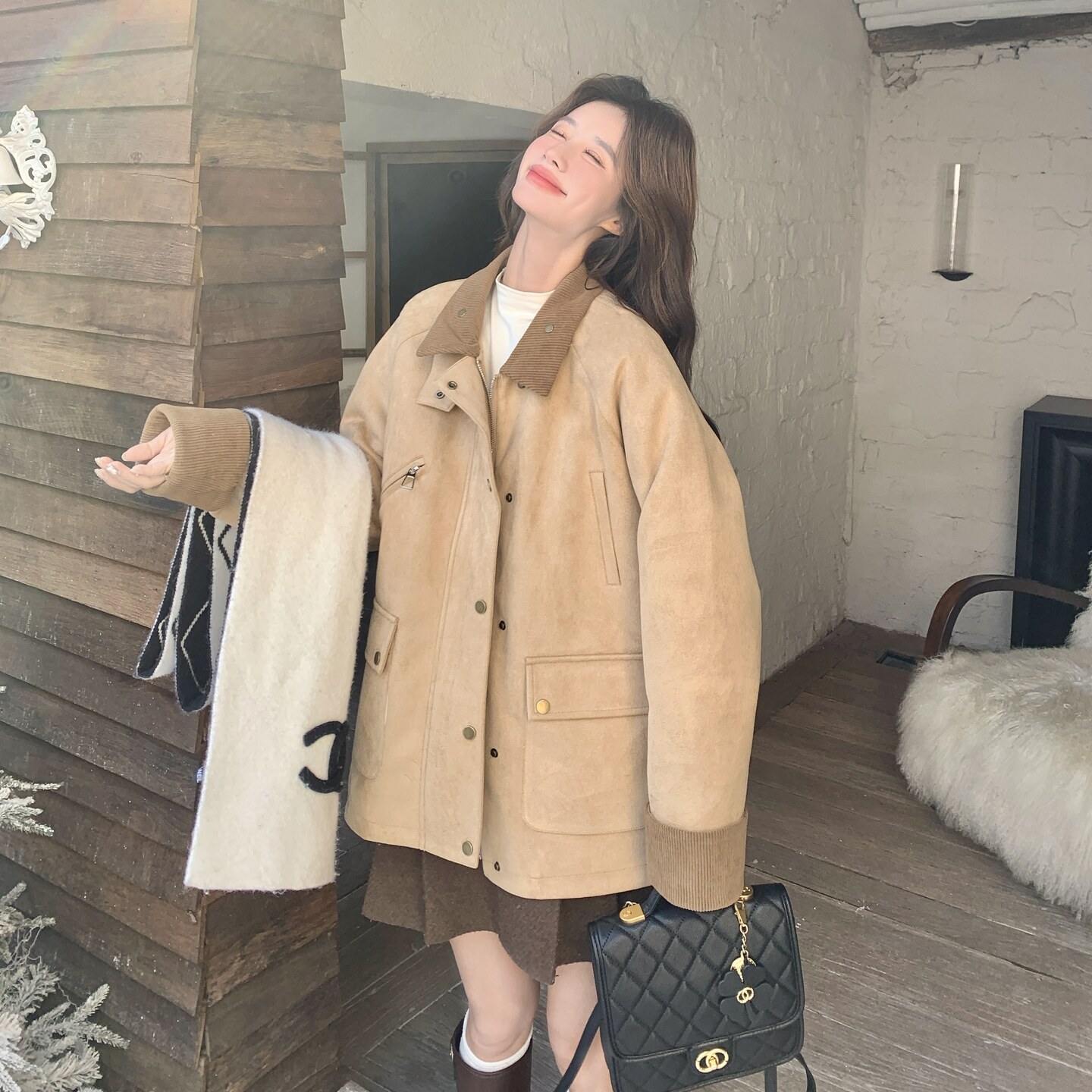 卡其色又酷又飒90白鸭绒羽绒服