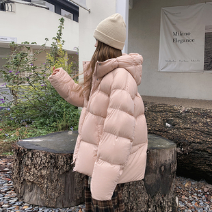 粉色独特甜美风连帽羽绒服女2025年冬季新款小个子俏皮减龄面包服