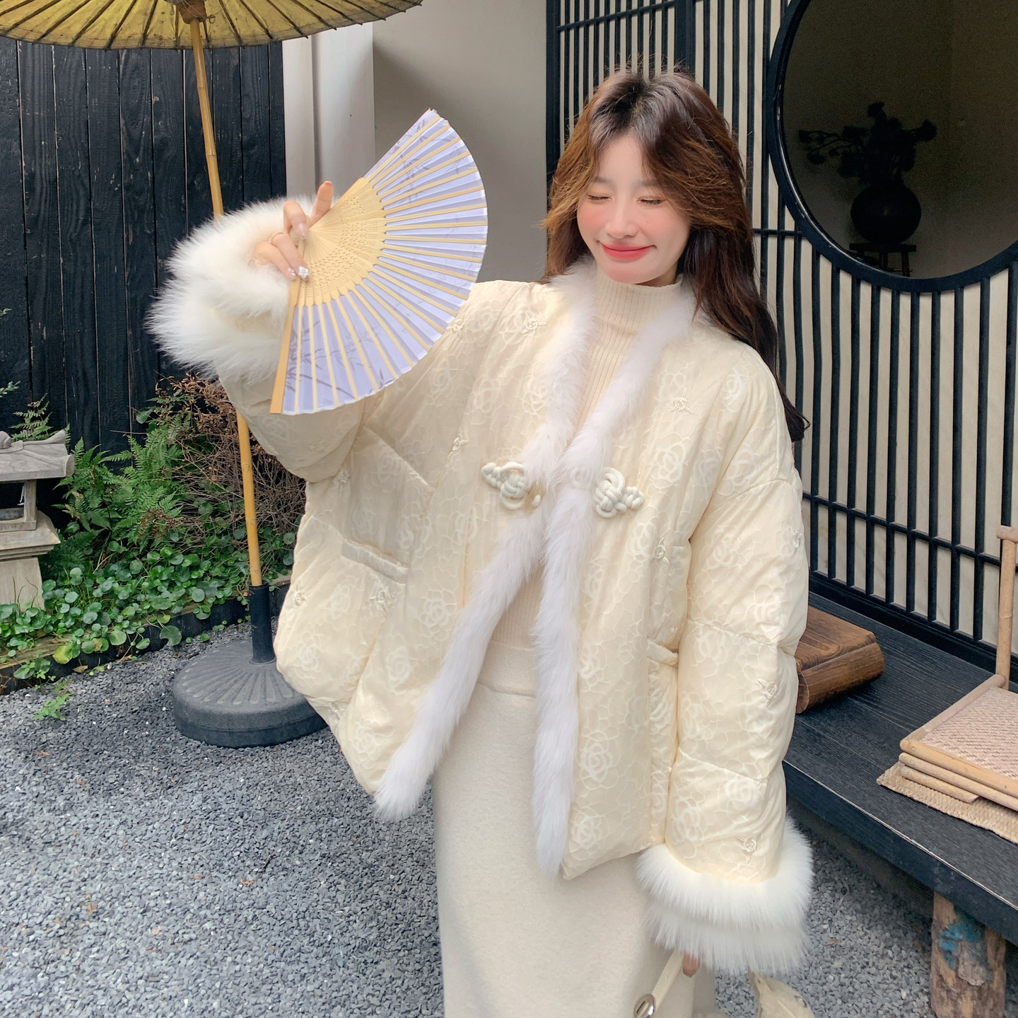 新中式国风盘扣90白鸭绒羽绒服