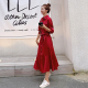 红色连衣裙女春夏法式 长裙鱼尾裙收腰显瘦宽松雪纺裙子新娘衬衫 裙