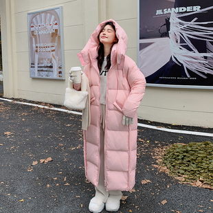 韩系连帽加厚保暖羽绒服女2025冬季新款miu系减龄学院风长款外套