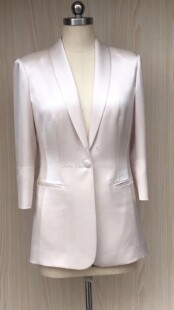 气质通勤外套 小西装 JFS春秋新款 高端真丝锻青稞领一粒扣七分袖