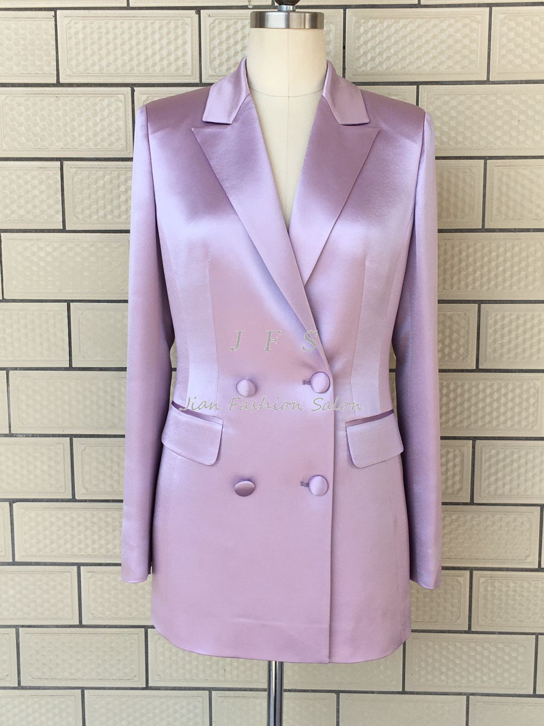 jfs原创真丝缎枪驳领双排西装