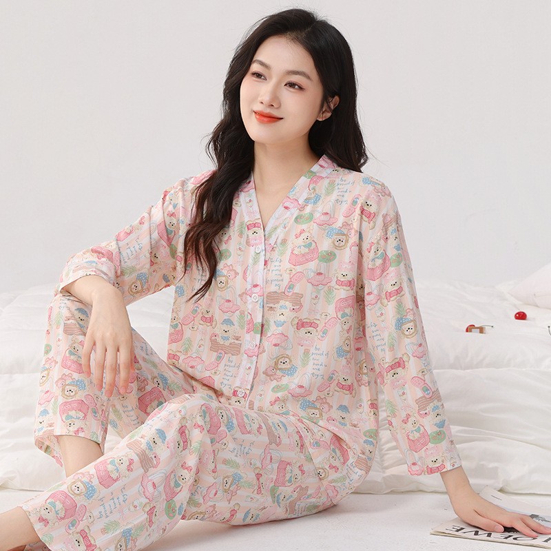 夏季情侣睡衣棉绸可外穿男女短袖成人套装长袖长裤大人空调家居服