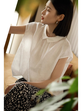 【双穿 · 翻翻乐】减龄娃娃领前后双穿+100%亚麻无袖小上衣女夏