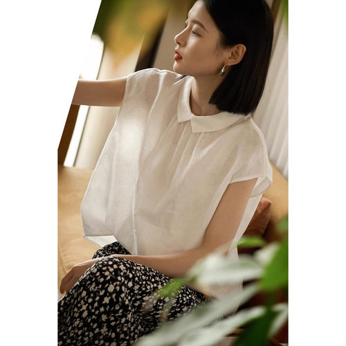【双穿 · 翻翻乐】减龄娃娃领前后双穿+100%亚麻无袖小上衣女夏