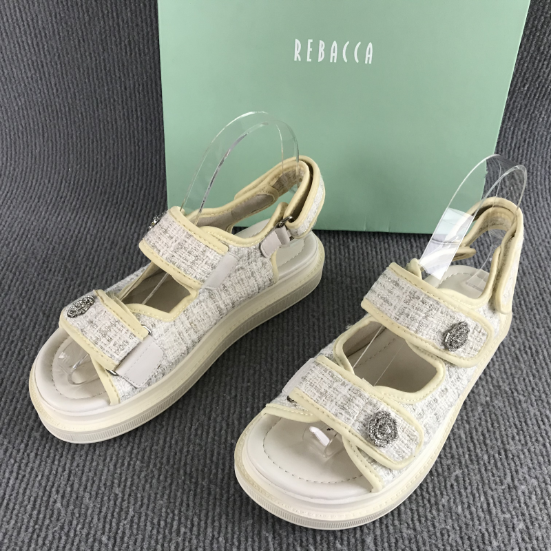 35.36码REBACCA瑞贝卡瑕疵女鞋清仓撤柜夏季魔术贴厚底小香风凉鞋
