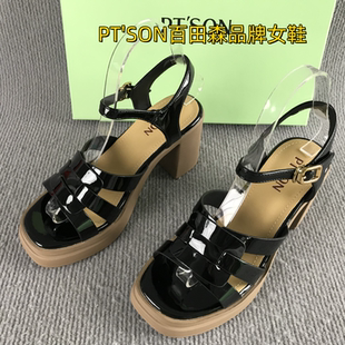 撤柜夏季 女鞋 斷碼 扣帶鏤空編織羅馬風(fēng)涼鞋 SON百田森正品 一字式
