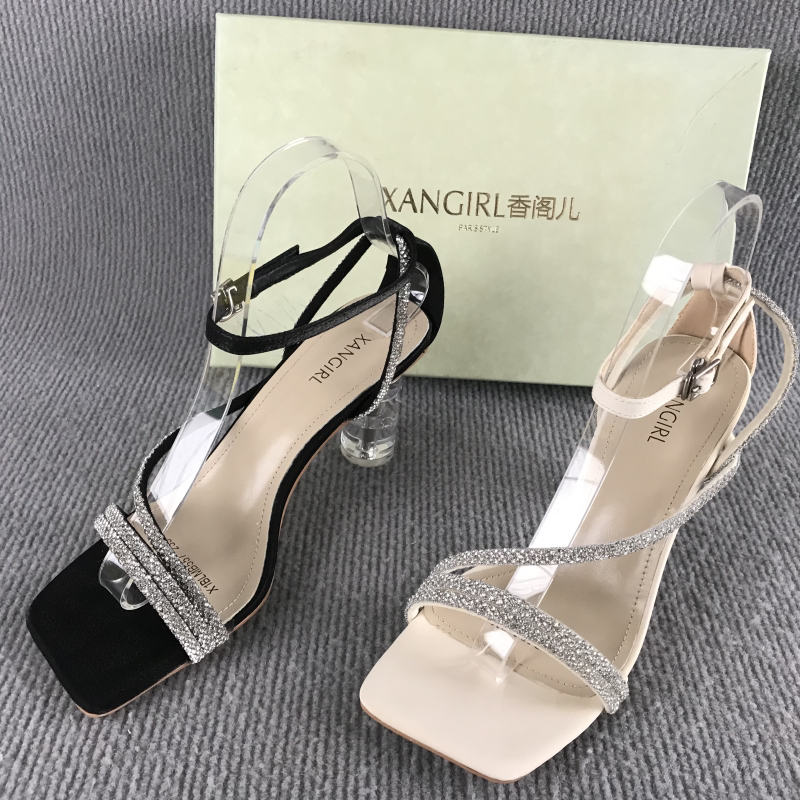 XANGIRL/香阁儿女鞋断码撤柜夏季一字式扣带露趾时尚烫钻高跟凉鞋