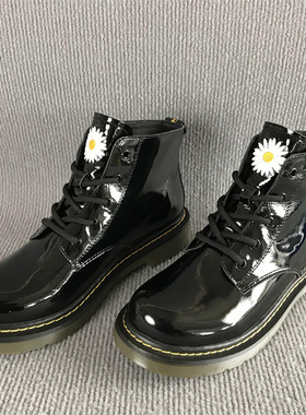 35.38码Safiya/索菲娅正品女靴清仓秋冬低跟牛漆皮时尚百搭马丁靴