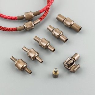 皮绳手链周家同款铜扣头硬金串珠手绳磁铁扣子吊坠水贝饰品配件扣