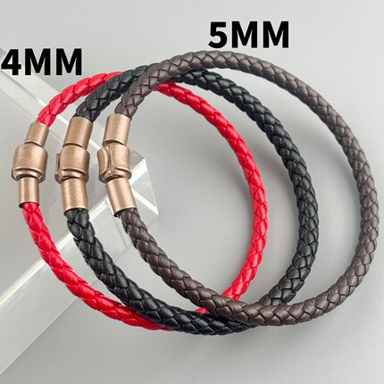 4mm5mm皮绳手链适用于周生家转运珠XL粗手绳男女红绳手链串珠黑绳