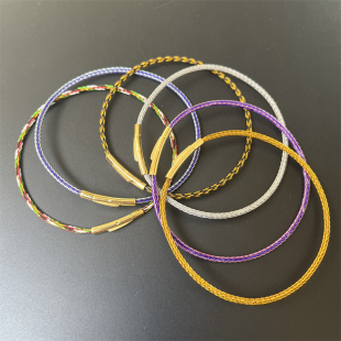 细款防水钢丝绳手绳红色2mm手链转运珠替换绳子黄金色不锈钢按扣