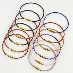 2.5mm编织钢丝手绳直按扣手绳半成品穿珠手链转运珠适用于同生家