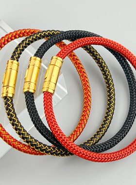 时尚防水钢丝绳手链男士龙麟手环红色高级感简约情侣手绳男女礼物