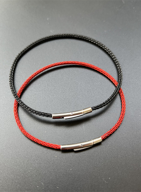 2mm细款防水钢丝绳手绳红色手链串转运珠替换绳子不锈钢色按扣