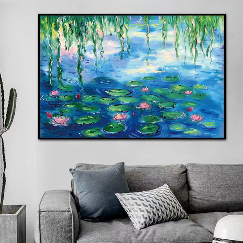 KS色系新款客厅卧室风景花卉莫奈睡莲荷花世界名画满绣印花十字绣