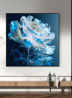 KS色系新款客厅卧室餐厅小幅现代蓝色牡丹花自己贴钻手工满钻石绣