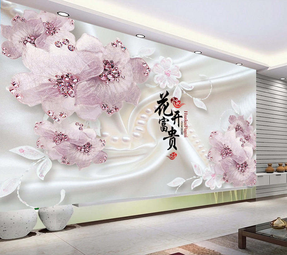 KS色系新款客厅大幅装饰画壁画玉雕花开富贵手工点贴钻绣满钻石画