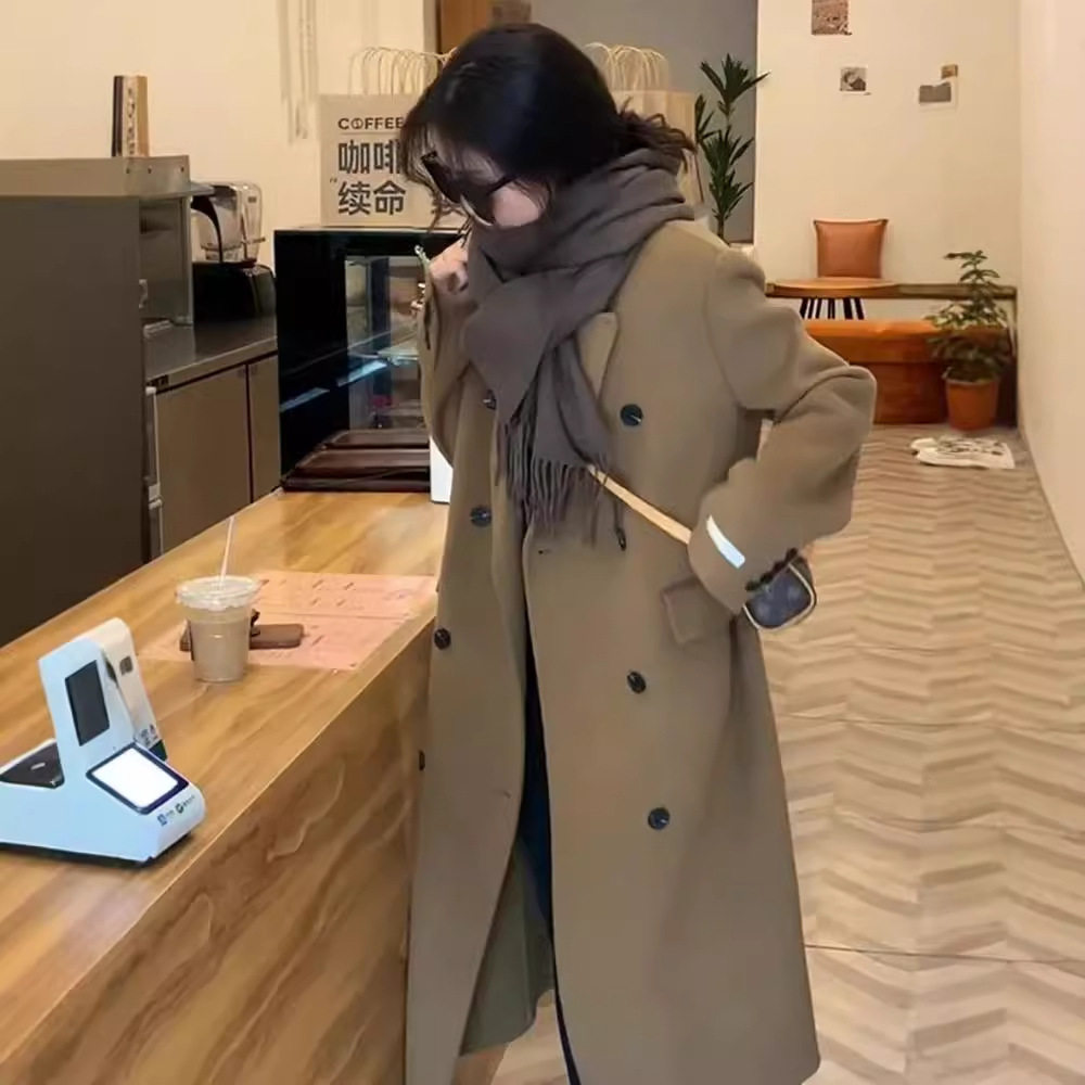 驼色毛呢大衣女2025秋冬新款中长款韩版宽松长袖小个子呢子外套潮,女装/女士精品,短外套,淘宝优惠券,粉丝福利购,淘宝优惠卷