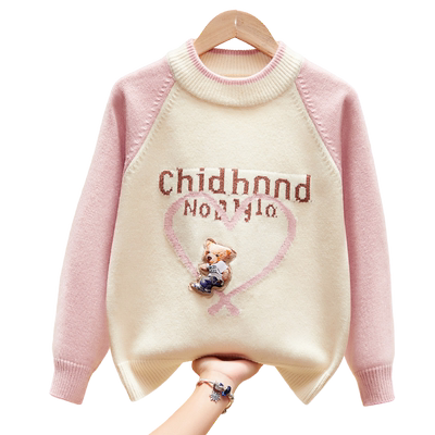 女童毛衣圆领卡通弹力打底衫