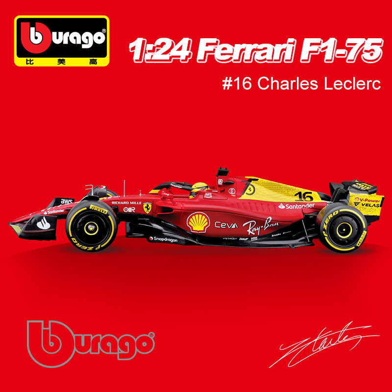 比美高1:24法拉利F1-75th纪念版F1赛车模型仿真合金车模玩具