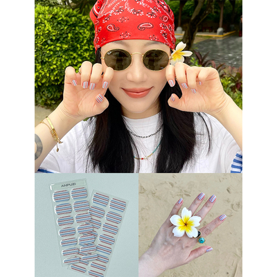 ANPUZI小红书同款半烤凝胶美甲贴照灯光疗防水持久夏日海滩PU0076