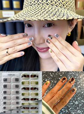 ANPUZI小红书同款半烤凝胶美甲贴照灯光疗防水持久欧普斑马PU0090
