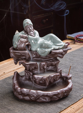 陶瓷倒流香炉哥窑李白醉酒紫砂