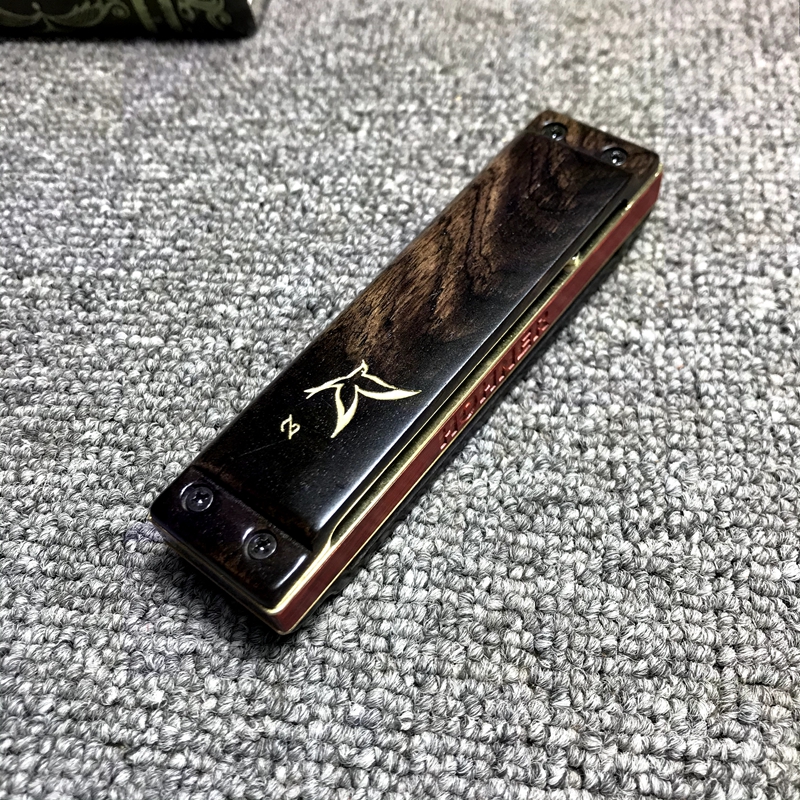 亮叔定制 高端专业演奏HOHNER/和莱1896檀木蓝调十孔口琴刻字礼物