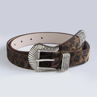 Western Countryside Y2K Leopard Print Belt Alloy Cool Carve
