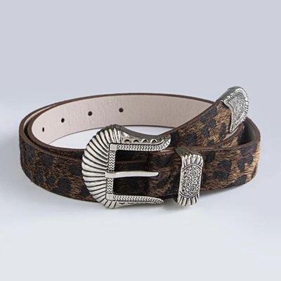Western Countryside Y2K Leopard Print Belt Alloy Cool Carve