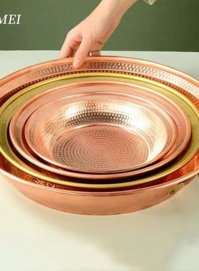 Buddhist Fruit Plate,Engraving Copper Hammer Altars Saucer,