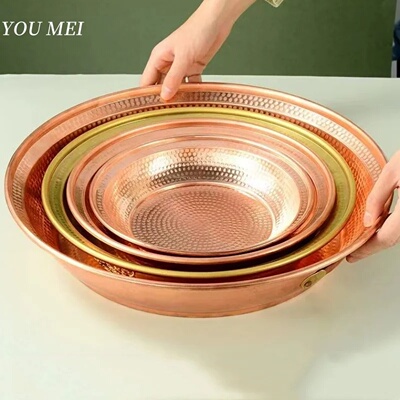 Buddhist Fruit Plate,Engraving Copper Hammer Altars Saucer,