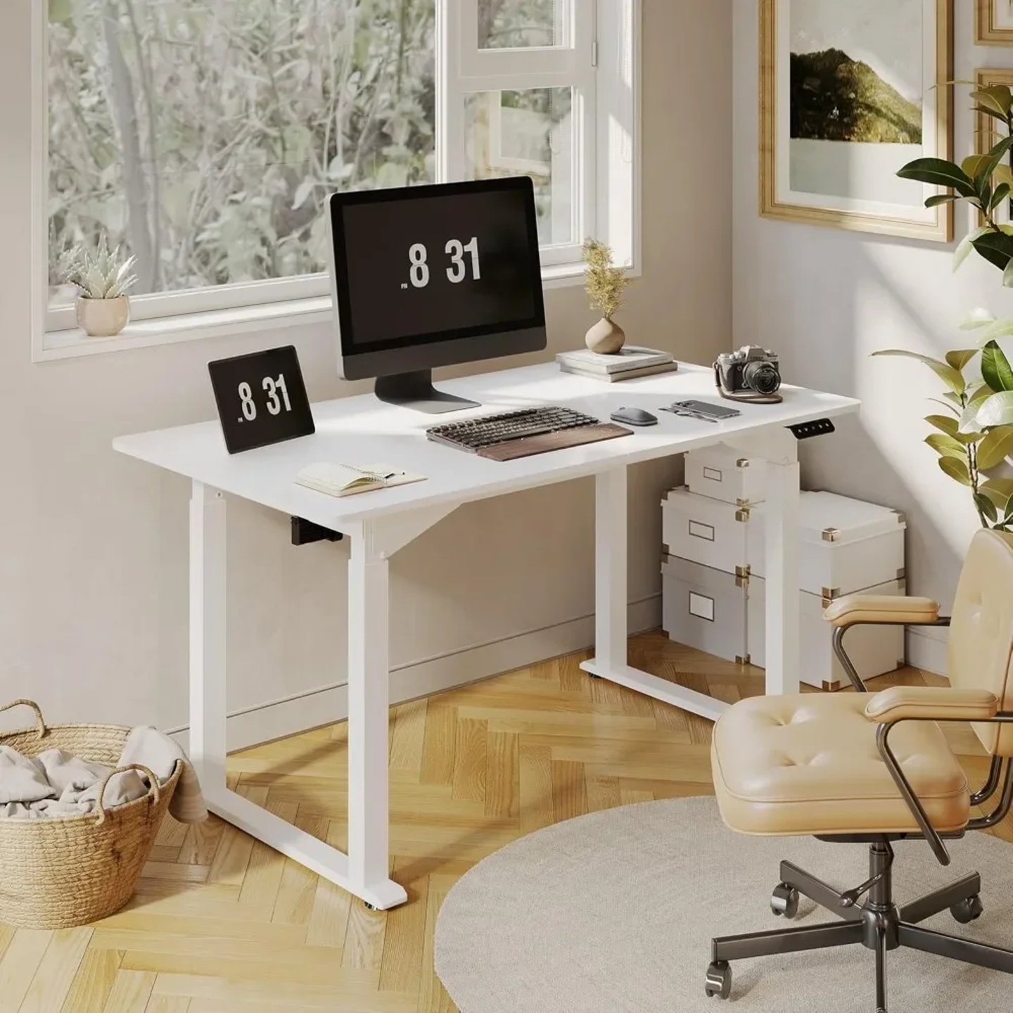 Standing Desk with Dual Motor 4-Leg Lift, Electric Height A