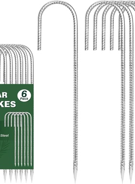 CEWOR 6 Pack 12 Inch Rebar Stakes J Hook Tent Stakes Heavy