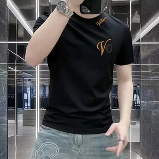 Versatile Crew Letter Shirt Sleeve Print Short Casual Neck