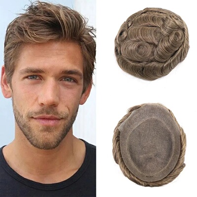 #18 Australia Base Men Toupee Human Hair Breathable Lace Wi