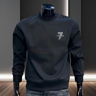 Neck Sweatshirt Sleeve Top Long Crew Casual Men Trendy