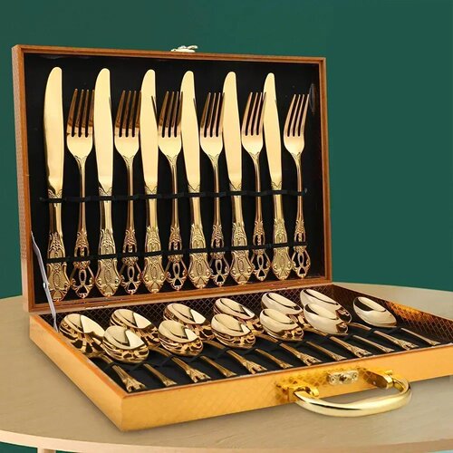 Golden Stainless Steel Cutlery Set Royal European Spoon For