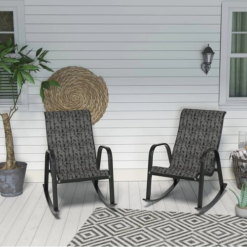 Mesh Sling Rocking Chair,Outdoor E-coated Steel Rocker Seat