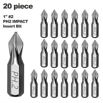 1Inch PH2 Impact Screwdriver Bit - Perfect for Plastic, Woo