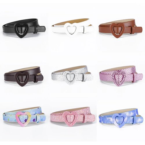 trendy love buckle PU needle buckle thin waist belt casual