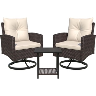 3-Piece Patio Furniture Set, Outdoor Swivel Rocker Patio Ch