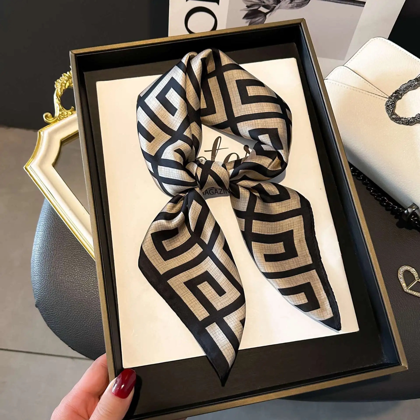 Fashion Luxury Brand 70cm Silk Square Scarf Women Satin Neck