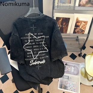 Vintage Tshirts Women's Clothing Star Print Short Sleeve O