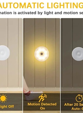 Motion Sensor Light Led USB NightLights Rechargeable Lamp f
